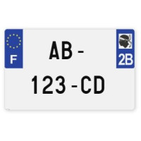 Plaques d'immatriculation MOTO CYCLO plexiglass - 21x13cm - 2B - Haute-Corse