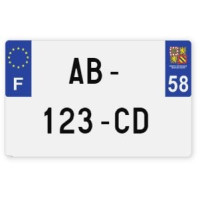 Plaques d'immatriculation MOTO CYCLO plexiglass - 21x13cm - 58 - Nièvre