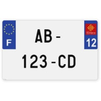 Plaques d'immatriculation MOTO CYCLO plexiglass - 21x13cm - 12 - Aveyron