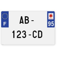Plaques d'immatriculation MOTO CYCLO plexiglass - 21x13cm - 95 - Val-d'Oise