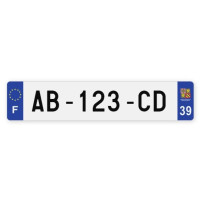 Plaques d'immatriculation VOITURE plexiglass - 52x11cm - 39 - Jura