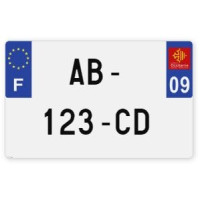 Plaques d'immatriculation MOTO CYCLO plexiglass - 21x13cm - 09 - Ariège