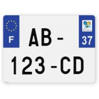 Plaques d'immatriculation 4X4 aluminium - 27,5x20cm - 37 - Indre-et-Loire