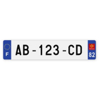 Plaques d'immatriculation VOITURE aluminium - 52x11cm - 82 - Tarn-et-Garonne