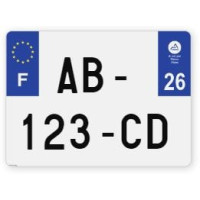 Plaques d'immatriculation 4X4 aluminium - 27,5x20cm - 26 - Drôme