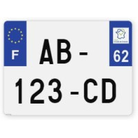Plaques d'immatriculation 4X4 plexiglass - 27,5x20cm - 62 - Pas-de-Calais