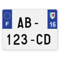 Plaques d'immatriculation 4X4 plexiglass - 27,5x20cm - 16 - Charente