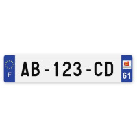 Plaques d'immatriculation VOITURE aluminium - 52x11cm - 61 - Orne