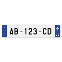 Plaques d'immatriculation VOITURE plexiglass - 52x11cm - 63 - Puy-de-Dôme