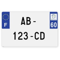 Plaques d'immatriculation MOTO CYCLO plexiglass - 21x13cm - 60 - Oise