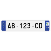 Plaques d'immatriculation VOITURE aluminium - 52x11cm - 37 - Indre-et-Loire
