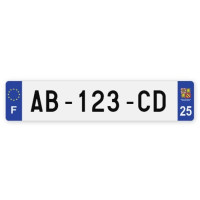 Plaques d'immatriculation VOITURE aluminium - 52x11cm - 25 - Doubs