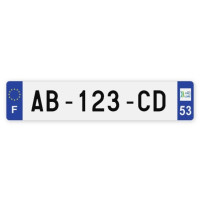 Plaques d'immatriculation VOITURE plexiglass - 52x11cm - 53 - Mayenne