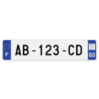 Plaques d'immatriculation VOITURE aluminium - 52x11cm - 60 - Oise