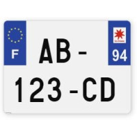 Plaques d'immatriculation 4X4 plexiglass - 27,5x20cm - 94 - Val-de-Marne
