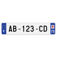 Plaques d'immatriculation VOITURE plexiglass - 52x11cm - 75 - Paris