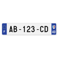 Plaques d'immatriculation VOITURE plexiglass - 52x11cm - 40 - Landes