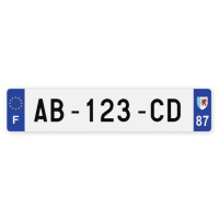 Plaques d'immatriculation VOITURE plexiglass - 52x11cm - 87 - Haute-Vienne