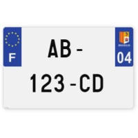 Plaques d'immatriculation MOTO CYCLO plexiglass - 21x13cm - 04 - Alpes-de-Haute-Provence