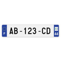 Plaques d'immatriculation VOITURE plexiglass - 52x11cm - 44 - Loire-Atlantique