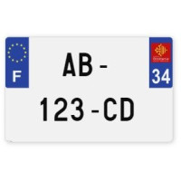 Plaques d'immatriculation MOTO CYCLO plexiglass - 21x13cm - 34 - Hérault