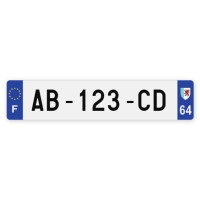 Plaques d'immatriculation VOITURE plexiglass - 52x11cm - 64 - Pyrénées-Atlantiques
