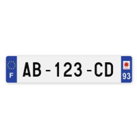 Plaques d'immatriculation VOITURE plexiglass - 52x11cm - 93 - Seine-Saint-Denis