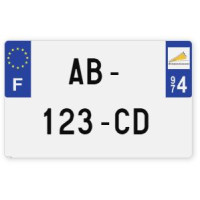 Plaques d'immatriculation MOTO CYCLO plexiglass - 21x13cm - 974 - La réunion