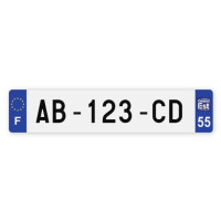 Plaques d'immatriculation VOITURE plexiglass - 52x11cm - 55 - Meuse