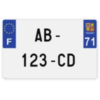 Plaques d'immatriculation MOTO CYCLO plexiglass - 21x13cm - 71 - Saône-et-Loire