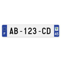 Plaques d'immatriculation VOITURE plexiglass - 52x11cm - 45 - Loiret