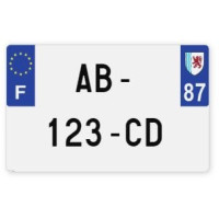 Plaques d'immatriculation MOTO CYCLO plexiglass - 21x13cm - 87 - Haute-Vienne