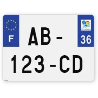 Plaques d'immatriculation 4X4 aluminium - 27,5x20cm - 36 - Indre