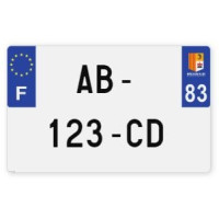 Plaques d'immatriculation MOTO CYCLO plexiglass - 21x13cm - 83 - Var