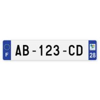 Plaques d'immatriculation VOITURE plexiglass - 52x11cm - 28 - Eure-et-Loir
