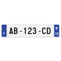 Plaques d'immatriculation VOITURE plexiglass - 52x11cm - 15 - Cantal