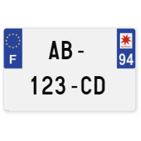Plaques d'immatriculation MOTO CYCLO plexiglass - 21x13cm - 94 - Val-de-Marne