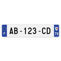 Plaques d'immatriculation VOITURE plexiglass - 52x11cm - 79 - Deux-Sèvres
