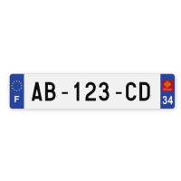 Plaques d'immatriculation VOITURE plexiglass - 52x11cm - 34 - Hérault