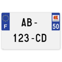 Plaques d'immatriculation MOTO CYCLO plexiglass - 21x13cm - 50 - Manche