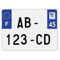 Plaques d'immatriculation 4X4 plexiglass - 27,5x20cm - 45 - Loiret