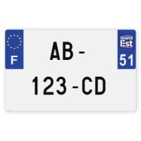 Plaques d'immatriculation MOTO CYCLO plexiglass - 21x13cm - 51 - Marne