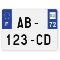 Plaques d'immatriculation 4X4 aluminium - 27,5x20cm - 72 - Sarthe