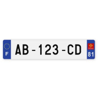 Plaques d'immatriculation VOITURE plexiglass - 52x11cm - 81 - Tarn