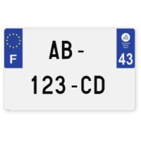 Plaques d'immatriculation MOTO CYCLO plexiglass - 21x13cm - 43 - Haute-Loire