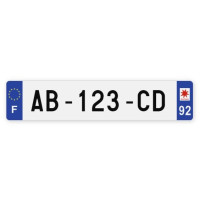 Plaques d'immatriculation VOITURE plexiglass - 52x11cm - 92 - Hauts-de-Seine