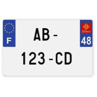 Plaques d'immatriculation MOTO CYCLO plexiglass - 21x13cm - 48 - Lozère
