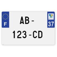 Plaques d'immatriculation MOTO CYCLO plexiglass - 21x13cm - 37 - Indre-et-Loire