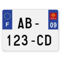 Plaques d'immatriculation 4X4 aluminium - 27,5x20cm - 09 - Ariège