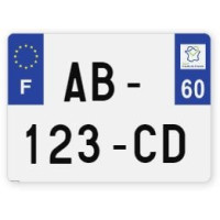 Plaques d'immatriculation 4X4 plexiglass - 27,5x20cm - 60 - Oise